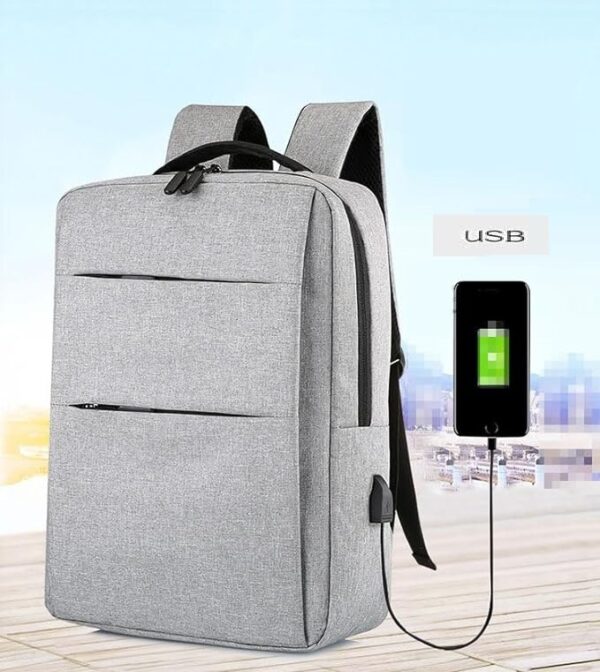 Laptop Backpack - for Tablets & Laptops up to 15.6" - Waterproof - Electronics Protection  - Scratchproof - Travel Friendly - Organized Compartments - USB Charge Port - Slim Casual Business Design - Heavy Duty - 42 x 12 x 30 cm - GREY