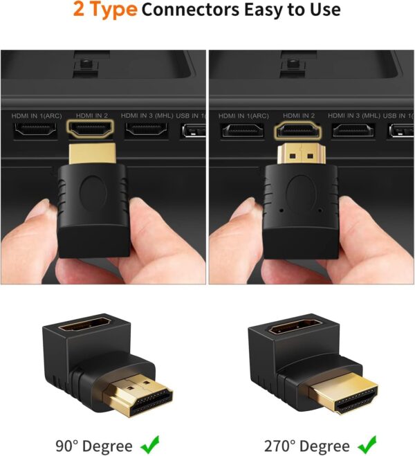 HDMI Adapter 90 Degree 4K Male to Female - Right Angle L-Type HDTV Connector Converter -  for PS4 HDTV HDMI Plasma TV And LED - Image 5