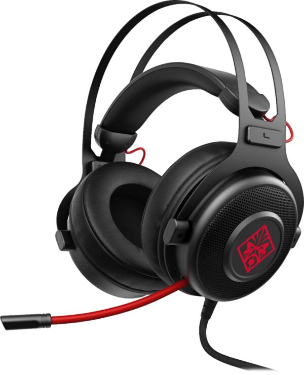 OMEN by HP Gaming Headset 800 with DTS Headphone :X Surround for PC, Mac, PS4, Xbox One, Retractable Mic, Black/Red - NO BOX - Image 4
