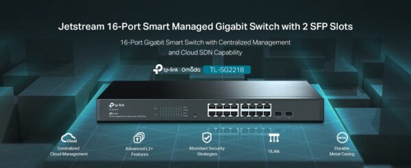 TP LINK JETSTREAM 16-PORT GIGABIT SMART SWITCH WITH 2 SFP SLOTS - Image 2