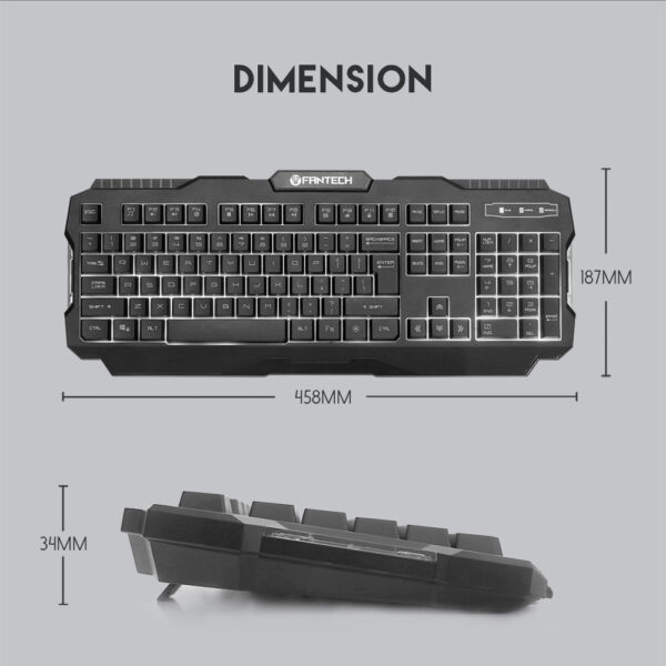 FANTECH K511 Hunter Pro Gaming Keyboard - one mode RGB Rainbow BACKLIT  - 12 keys Media Keys - 19 Keys Anti-Ghosting - SUPPORTS Windows Vista, Win7/8/10, Mac OS X 10.5 or later, Linux, Chrome OS - Image 6
