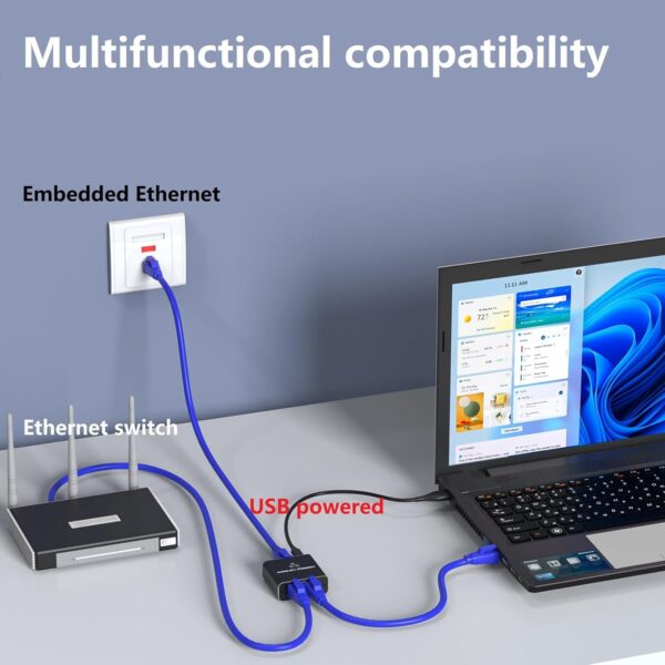 Ethernet Splitter 1000Mbs , Female to Female Network Adapter RJ45, LAN Ethernet Socket Connector Adapter for Cat6/Cat7, Ethernet Cable Splitter, Network Cable Split in one and Two, gigabit Transmission - Image 7