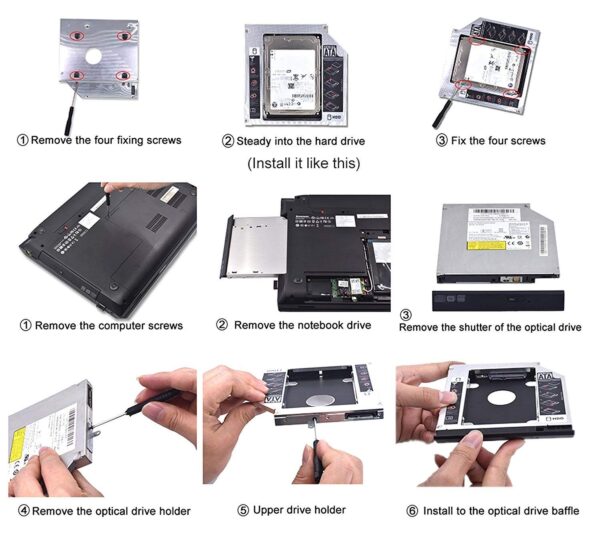 SATA 2nd HDD Caddy for 9.5mm Universal CD/DVD - Image 3