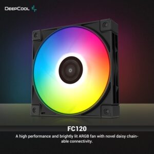 DeepCool FC120 PC ARGB Fan 120mm 1800RPM , PWM Cooling Fan Case , Quiet Under 28dB(A) High Performance for Cases , Single Pack - BLACK