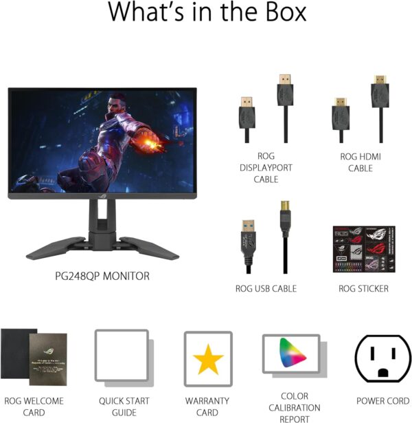 ASUS ROG Swift Pro PG248QP NVIDIA G-SYNC Esports gaming monitor -24.1-inch FHD, 540 Hz (OC), NVIDIA Reflex Analyzer, ULMB 2, adjustable base Display HDR400 - Image 9