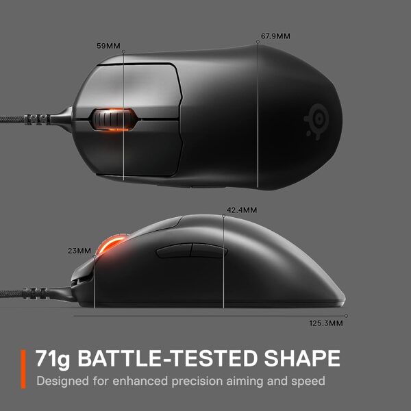 SteelSeries Esports FPS Gaming Mouse – Ultra Lightweight 69g – Prime Edition – 5 Programmable Buttons – 18K CPI TrueMove Pro Sensor – Magnetic Optical Switches – Customization - RGB Lighting – PC/Mac | OPEN BOX - Image 5