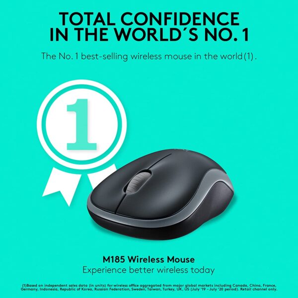 Logitech M185 Wireless Mouse 1000 DPI Optical Tracking - Image 7