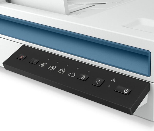HP Scanner 24-bit (external), 48-bit (internal) CIS Up to 600 x 600 dpi (color and mono, ADF); Up to 1200 x 1200 dpi (color and mono, flatbed) ScanJet Pro 2600 f1 Scanner - Image 9