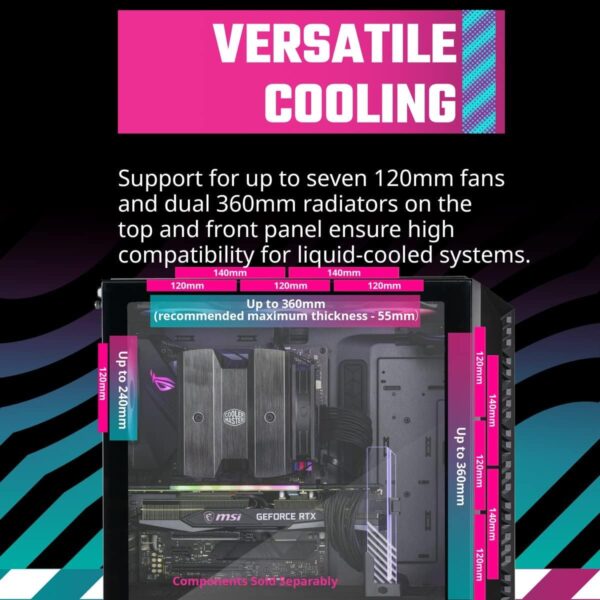 Cooler Master MasterBox 520 Mesh Blackout Airflow ATX Mid-Tower, Mesh Front Panel, Tempered Glass Panel, E-ATX up to 10.7”, Gen2 Type-C, Three CF120 120mm PWM Customizable ARGB Fan - Image 11