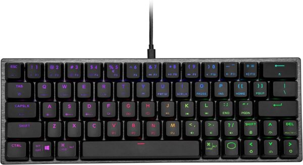 Cooler Master SK620 60% Space Gray Mechanical Low Profile Gaming Keyboard, Blue Switches, Customizable RGB, Ergonomic Design, Brushed Aluminum Panel ,USB-C Connectivity, Mac/Windows - Image 4
