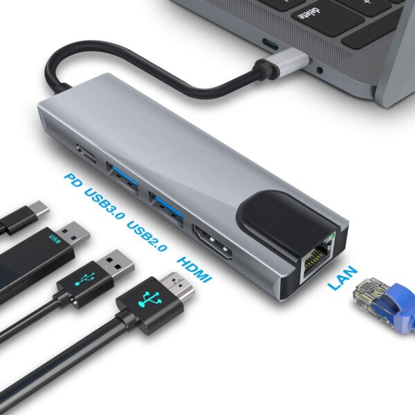 USB Hub 5 in 1 type-c Converter Adapter BYL-2007