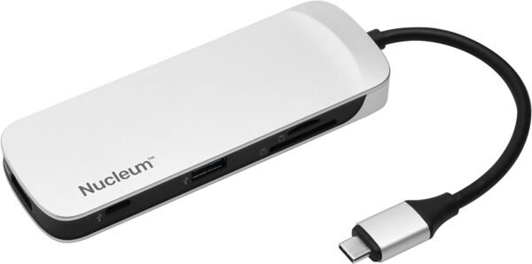 Kingston Nucleum USB C Hub, Type-C Adapter Connect USB 3.0, HDMI, SD/MicroSD , White