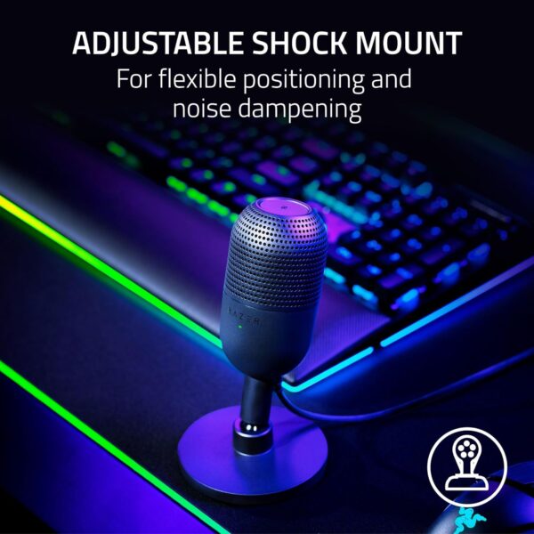 Razer Seiren V3 Mini USB Microphone: Condenser Mic - Supercardioid Pickup Pattern - Tap-to-Mute Sensor with LED Indicator - Shock Absorber - Ultra Compact - PC, Discord, OBS Studio, XSplit - Black - Image 6