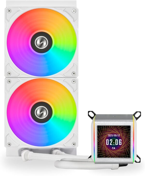 Lian Li Galahad II LCD 280 - AIO- Asetek 8th Gen - 2.88” IPS LCD screen liquid cooler- Pre-installed ARGB daisy-chainable fans or UNI FAN SL-INF fans - WHITE