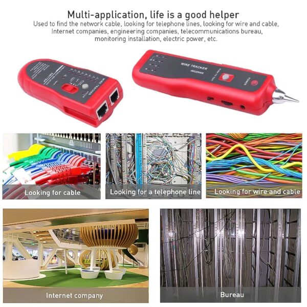 AR-868 Wire Tracker Kit , Cable Break Point Tester for Network Cable (RJ45), Ethernet LAN, Telephone Line (RJ11) with 2X 9V Batteries , Crocodile Clamp , RJ11 Cable , RJ45 Cable, Earphone , Cable Receiver , Cable Emitter - Image 4