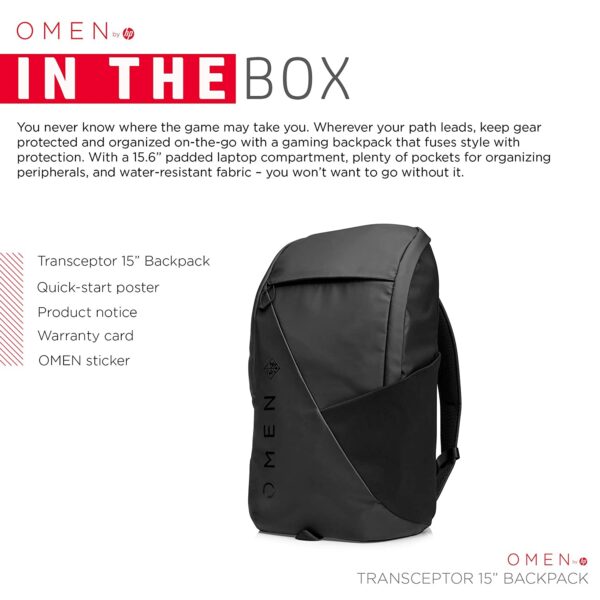 HP OMEN Transceptor 15.6-inch Backpack, black - Image 3