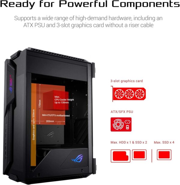 ASUS ROG GR101 Z11 Mini-ITX/DTX GAMING & BUSINESS PC CASE -  BLACK - Image 5