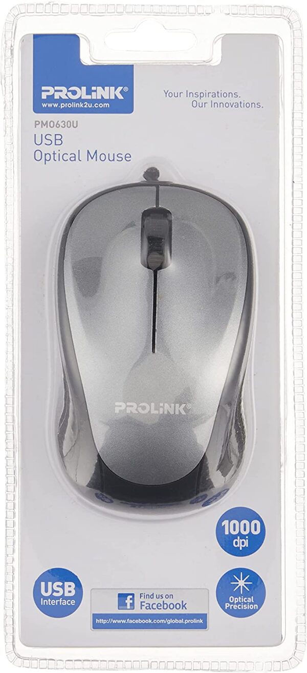 PROLiNK PMO630U-Red USB Optical Mouse Black / Red / Grey