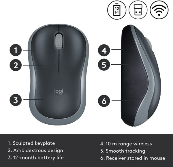 Logitech M185 Wireless Mouse 1000 DPI Optical Tracking - Image 4