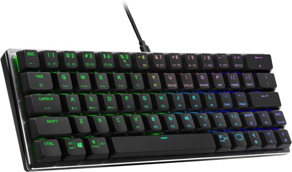 Cooler Master SK620 60% Space Gray Mechanical Low Profile Gaming Keyboard, Blue Switches, Customizable RGB, Ergonomic Design, Brushed Aluminum Panel ,USB-C Connectivity, Mac/Windows - Image 10