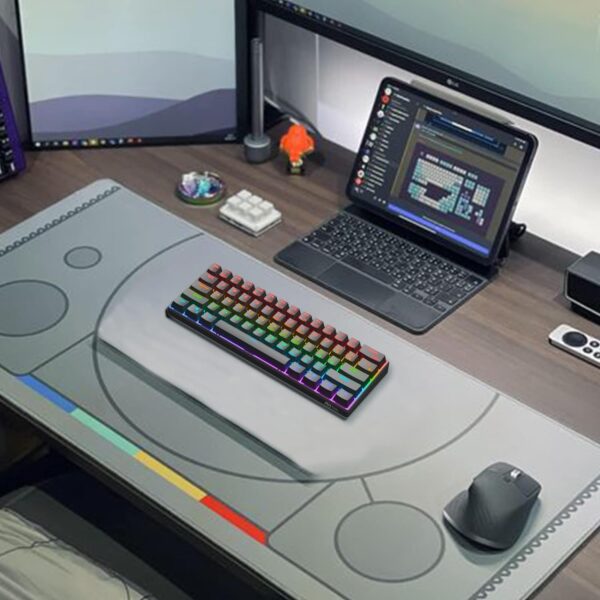 RK ROYAL KLUDGE RK61 61 Keys Mechanical Keyboard , 3 Connection Modes USB-2.4Ghz/Bluetooth/Wired/ Wireless - RGB Hot Swappable Blue Switch Gaming Keyboard - Arabic / English - BLACK - Image 6