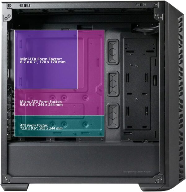 Cooler Master MasterBox 520 Mesh Blackout Airflow ATX Mid-Tower, Mesh Front Panel, Tempered Glass Panel, E-ATX up to 10.7”, Gen2 Type-C, Three CF120 120mm PWM Customizable ARGB Fan - Image 4