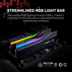 G.SKILL Trident Z5 RGB Series (Intel XMP 3.0) DDR5 RAM 32GB (2x16GB) 6800MT/s CL34-45-45-108 1.40V Desktop Computer Memory UDIMM - Matte Black
