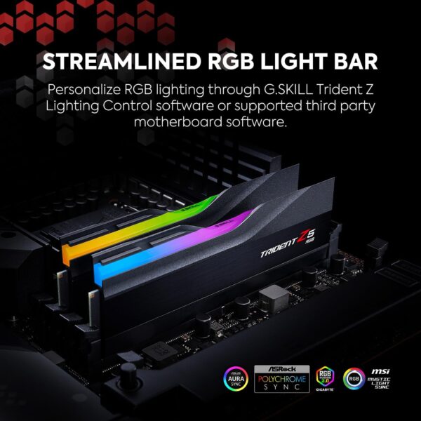 G.SKILL Trident Z5 RGB Series (Intel XMP 3.0) DDR5 RAM 32GB (2x16GB) 6800MT/s CL34-45-45-108 1.40V Desktop Computer Memory UDIMM - Matte Black