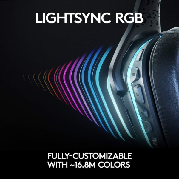 Logitech G935 Wireless RGB LIGHTSYNC Gaming Headset with Microphone, 3.5mm Audio Jack, Memory Foam Earpads, Lightweight, Compatible with PC, PlayStation, Xbox, Nintendo Switch – Black - OPEN BOX - Image 4