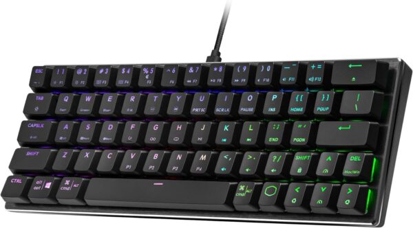 Cooler Master SK620 60% Space Gray Mechanical Low Profile Gaming Keyboard, Blue Switches, Customizable RGB, Ergonomic Design, Brushed Aluminum Panel ,USB-C Connectivity, Mac/Windows - Image 2