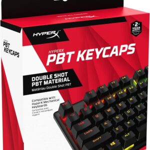HyperX PBT Keycaps – Full Key Set, Double Shot PBT Material, English (US) Layout, 104 Keys – Black