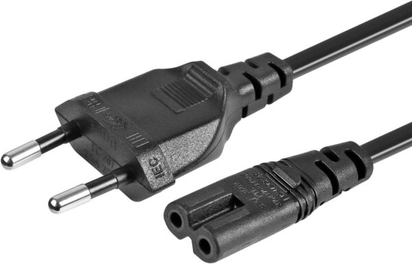 EU 2- Slot Power Cable Euro Plug to IEC320 C7 Figure 8 Non-Polarized 2 Prong European Power Cord  1.5 meter for TV, PS3, PS4, Computers, Printers - Image 4