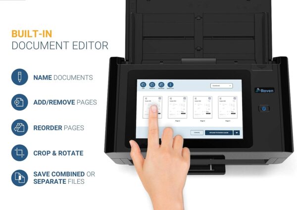 Raven Pro Document Scanner - Huge Touchscreen, High Speed Color Duplex Feeder (ADF), Wireless Scan to Cloud, WiFi, Ethernet, USB, Home or Office Desktop- NEW OPEN BOX - Image 2