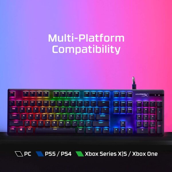 HyperX Alloy Origins PBT - Mechanical Gaming Keyboard, PBT Keycaps, RGB lighting, Compact, Aluminum Body, Customizable with HyperX NGENUITY, Onboard Memory - HyperX Tactile Aqua Switch - Image 8