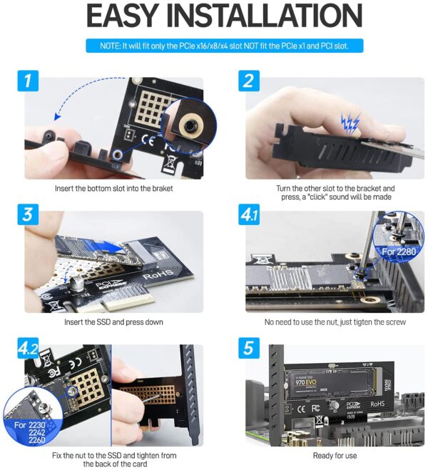 AMPCOM M.2 NVME SSD to PCIe 4.0 Adapter Card - Image 5