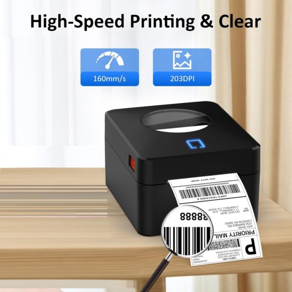 Thermal Label Printer - USB & LAN 110MM Connectivity - 4x6 Label Printer for Small Business Shipping Packages - Support Windows, Mac - Image 3