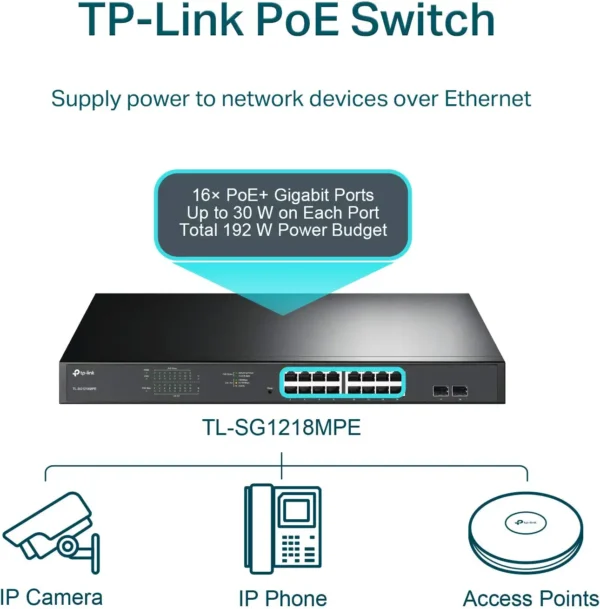 TP-Link TL-SG1218MPE | 16 Port Gigabit PoE Switch | Easy Smart Managed - Image 6