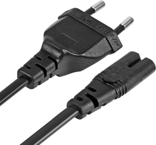 EU 2- Slot Power Cable Euro Plug to IEC320 C7 Figure 8 Non-Polarized 2 Prong European Power Cord  1.5 meter for TV, PS3, PS4, Computers, Printers - Image 3