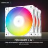 DeepCool FC120 3IN1 Performance 120mm ARGB LED PWM Fan, Daisy-Chain Interconnect Cable, Black, Triple Pack- WHITE
