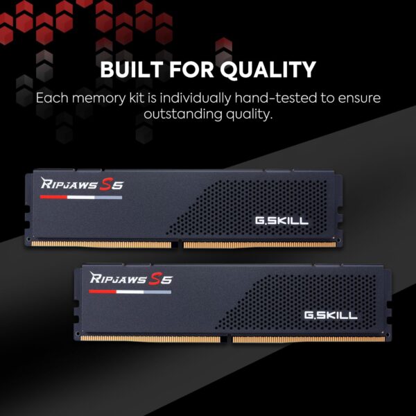 G.Skill Ripjaws S5 Intel XMP 32GB (2 * 16GB) DDR5 6000 MHz CL36-36-36-96 1.35V Desktop Memory RAM , Windows, Matte Black