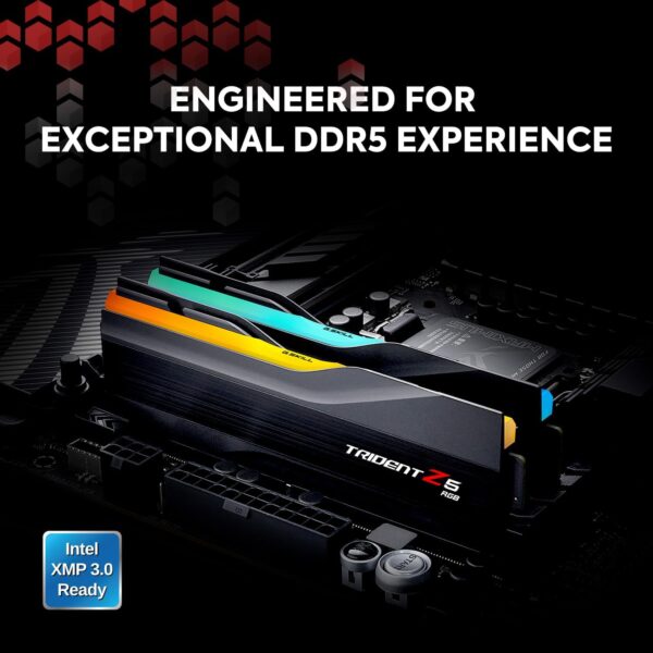 G.SKILL Trident Z5 RGB Series (Intel XMP 3.0) DDR5 RAM 32GB (2x16GB) 6800MT/s CL34-45-45-108 1.40V Desktop Computer Memory UDIMM - Matte Black - Image 4