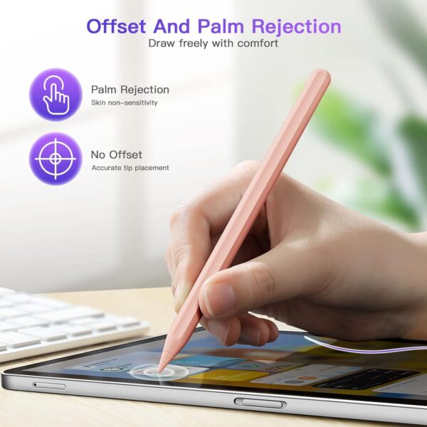 STYLUS iPad Pencil 2nd Generation with Magnetic Wireless Charging, Smart Pen Compatible with iPad Pro 11 , iPad Pro 12.9, iPad Air, iPad Mini 6 - Pink - Image 4