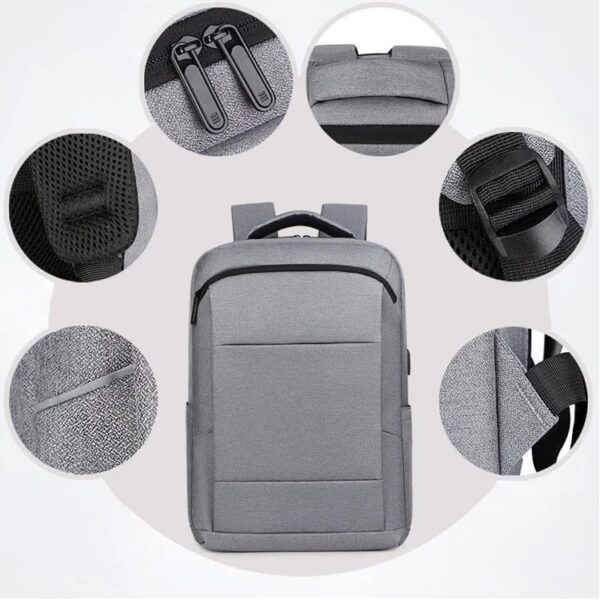 Business Slim Formal Laptop Backpack for up to 15.6 Inch - Durable Oxford Textile - USB Charging Port - Organized Compartments - Waterproof - Heavily Padded for Sensitive Electronics Impact Protection - GREY - Image 2