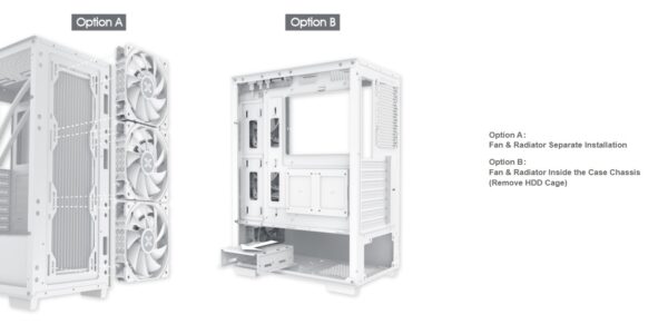Xigmatek Elite One Arctic ATX Mid Tower Gaming PC Case w/FRONT PANEL TEMPERED GLASS , Support Up to 320mm GPU & up to 6 Fans ; Prebuilt 4 X 120mm RGB Case Fans, EFFECTIVE HEAT DISSIPATION  - WHITE  - Image 5