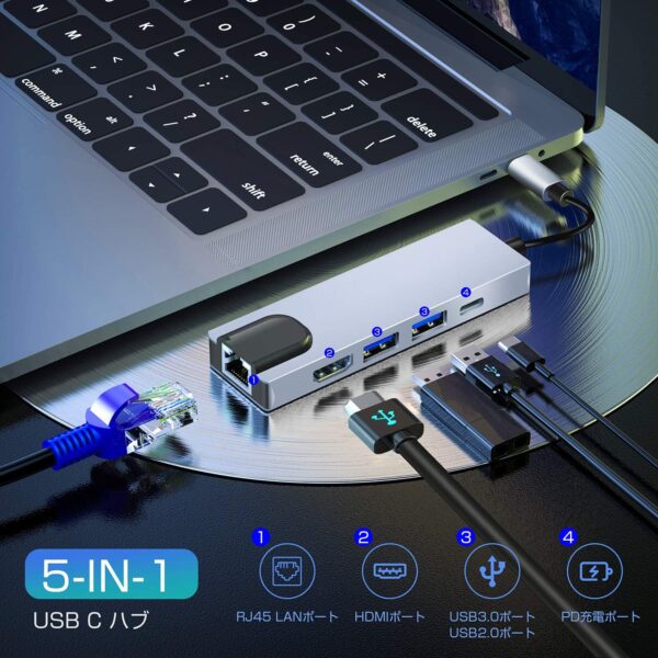 USB Hub 5 in 1 type-c Converter Adapter BYL-2007 - Image 4