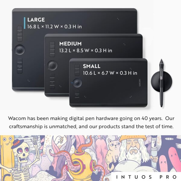 Wacom Intuos Pro Large Bluetooth Graphics Drawing Tablet, 8 Customizable ExpressKeys 8192 Pressure Sensitive Pro Pen II Included, Compatible with Mac OS and Windows,Black - Image 2