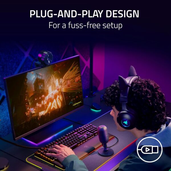 Razer Seiren V3 Mini USB Microphone: Condenser Mic - Supercardioid Pickup Pattern - Tap-to-Mute Sensor with LED Indicator - Shock Absorber - Ultra Compact - PC, Discord, OBS Studio, XSplit - Black - Image 4