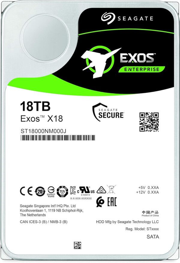 Seagate Exos X18 16TB Enterprise HDD - CMR 3.5 Inch Hyperscale SATA 6Gb/s, 7200 RPM, 512e and 4Kn FastFormat, Low Latency with Enhanced Caching (ST16000NM000J) - Image 5