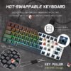 RK ROYAL KLUDGE RK61 61 Keys Mechanical Keyboard , 3 Connection Modes USB-2.4Ghz/Bluetooth/Wired/ Wireless - RGB Hot Swappable BROWN Switch Gaming Keyboard - Arabic / English - BLACK - Image 11