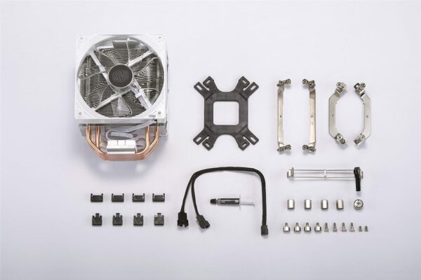 Cooler Master Hyper LED Turbo CPU Air Cooler, Dual XtraFlo 120mm White LED PWM Fan , Mounting Kits , 4 Heat Pipes, Aluminum Fins, Direct Contact - WHITE - Image 6